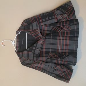 Zara Basic Blazer Plaid, black and red, size 0